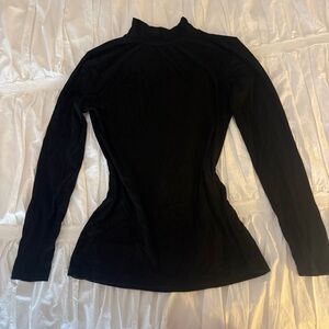Black Cotton Turtleneck Blouse
